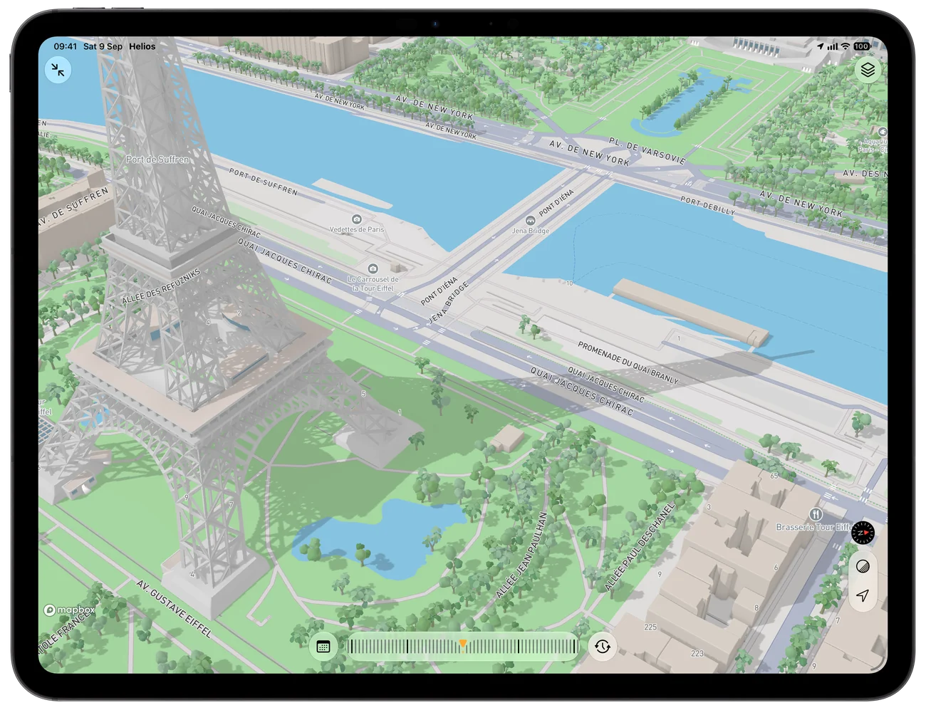 3D shadow map around the Eiffel Tower on iPad