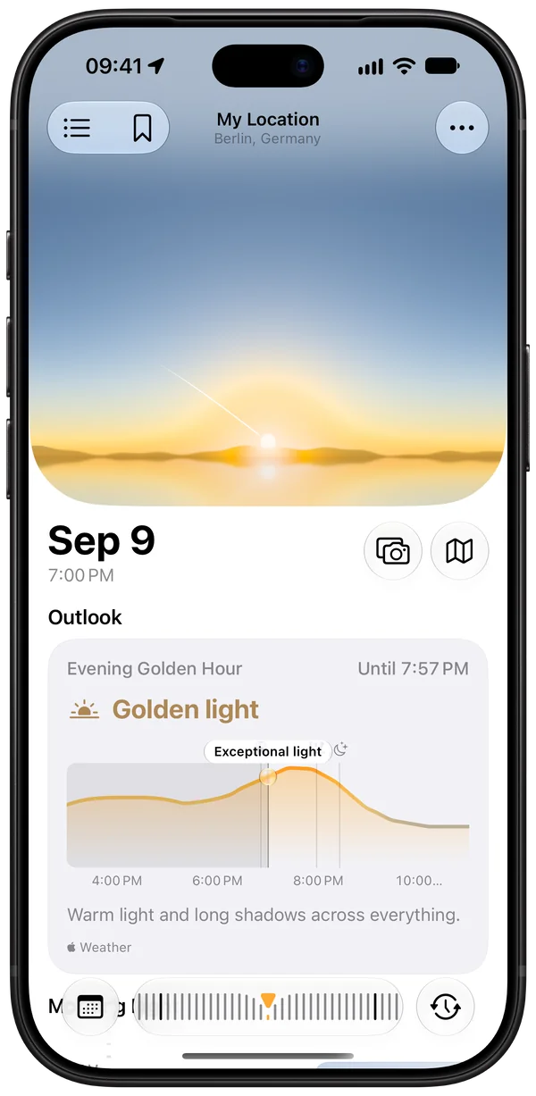 Today's sky and light score in Helios